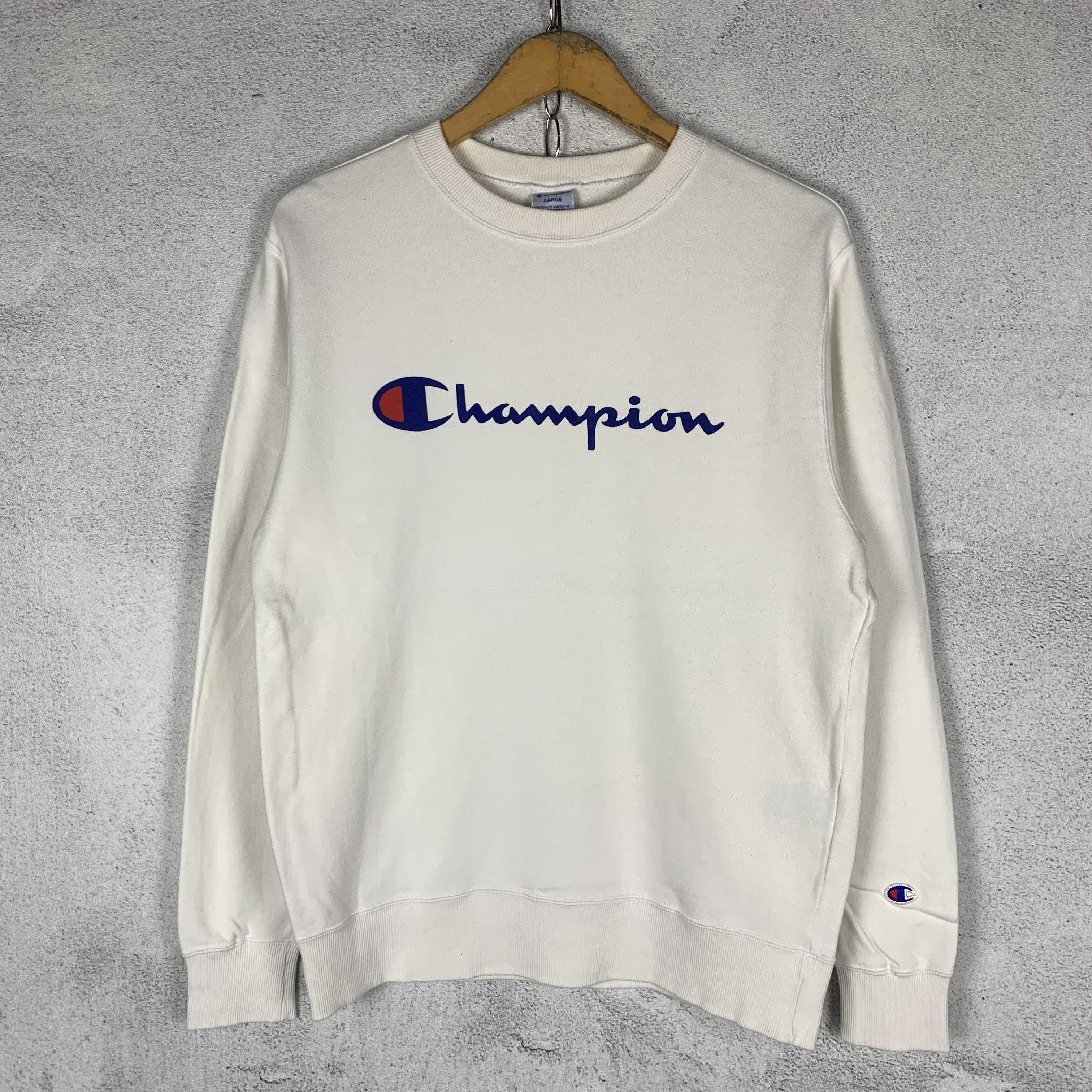 Champion Sweater Crewneck in White, Men's (Size Small)