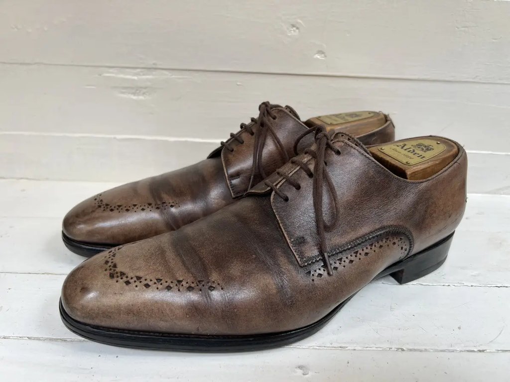 J.M. Weston Leather Derby Shoes in Brown, Men's (Size 8)