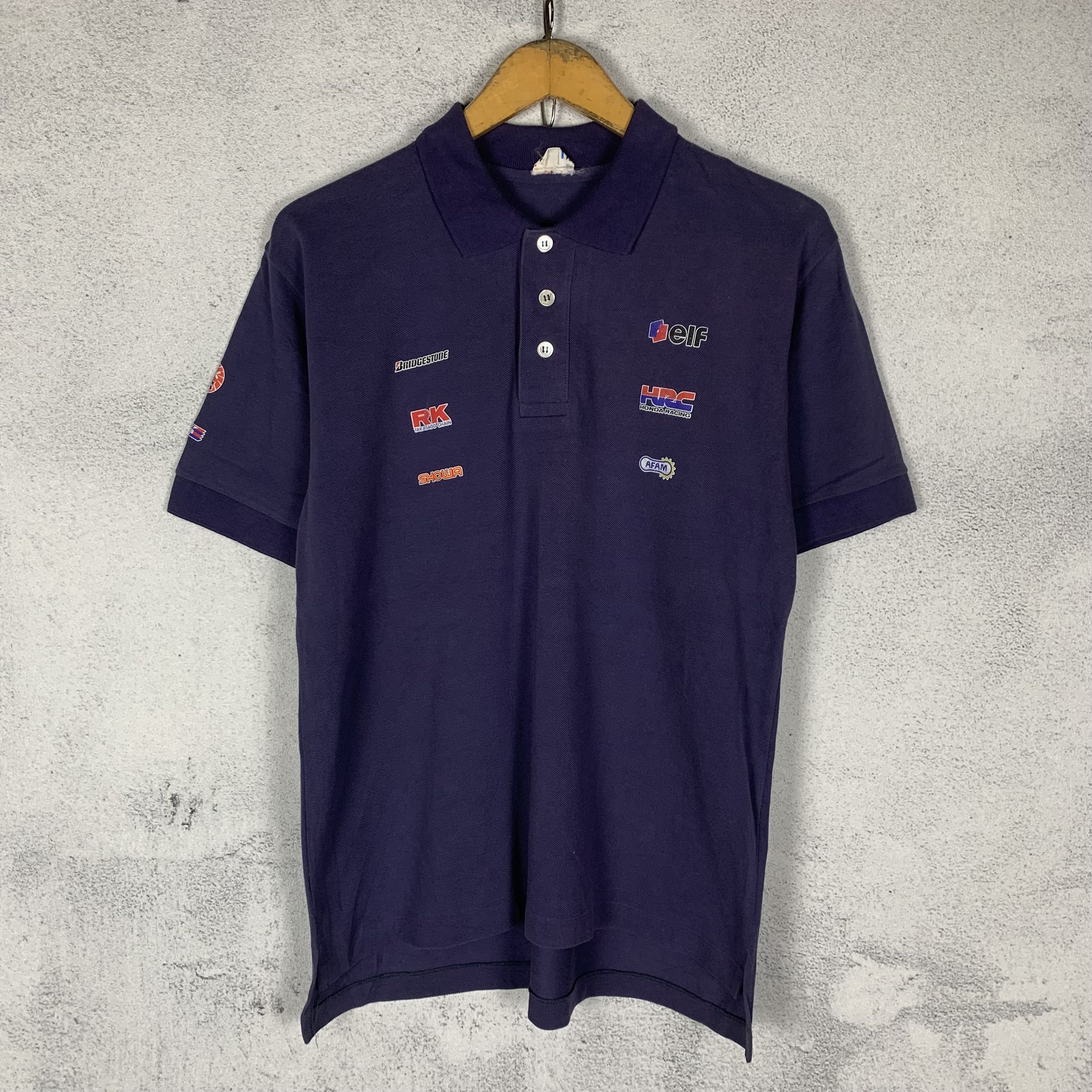 Vintage Honda Racing Polo Shirt in Blue, Men's (Size Medium)