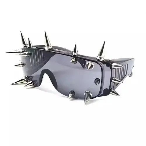 Electric Visual Spiked Sunglasses Y2K in Black, Men's