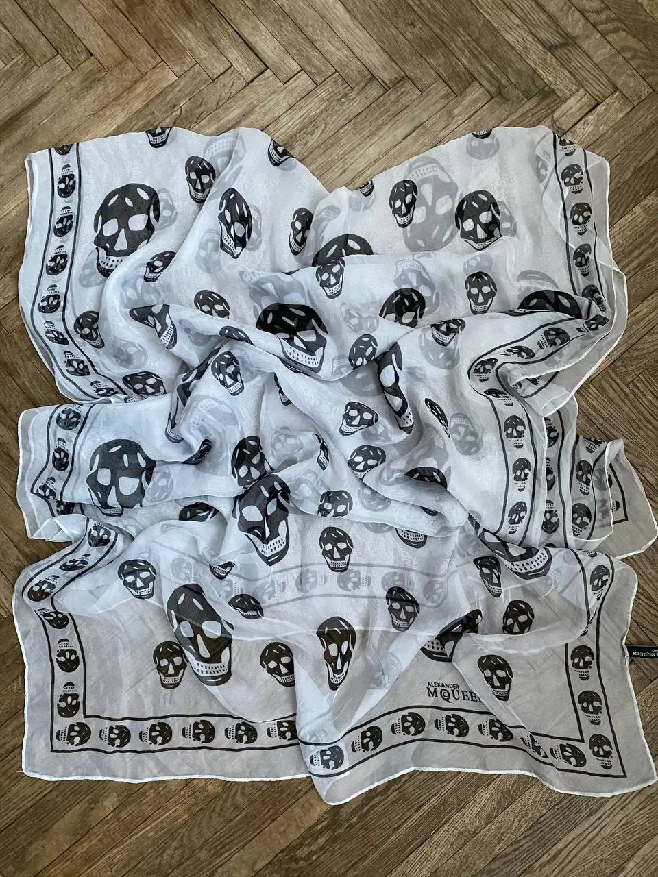 Alexander Mcqueen Skull Monogram Bandana Scarf in Black, Men's