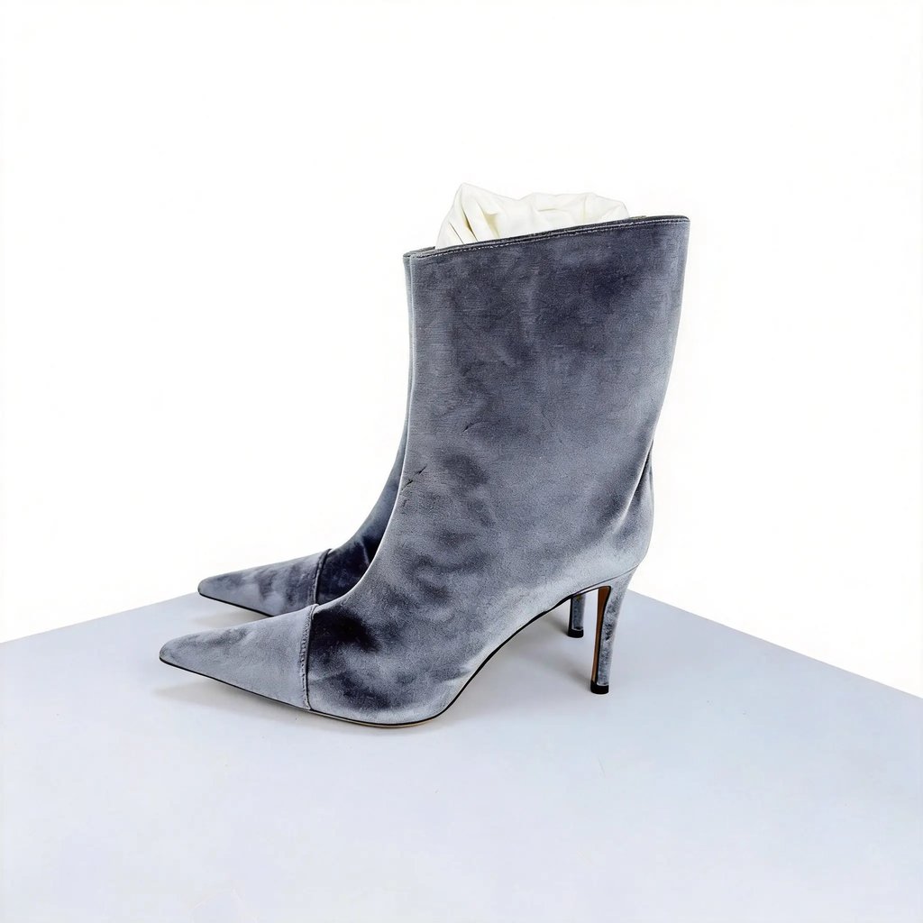 Alexandre Vauthier Gray Velvet Pointed Heels/, Women's (Size 6)