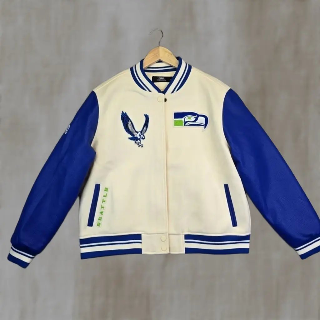 Vintage Seattle Seahawks Standard Jacket Women's 1XL Blue Varsity Bomber Classic Retro New Football, Women's