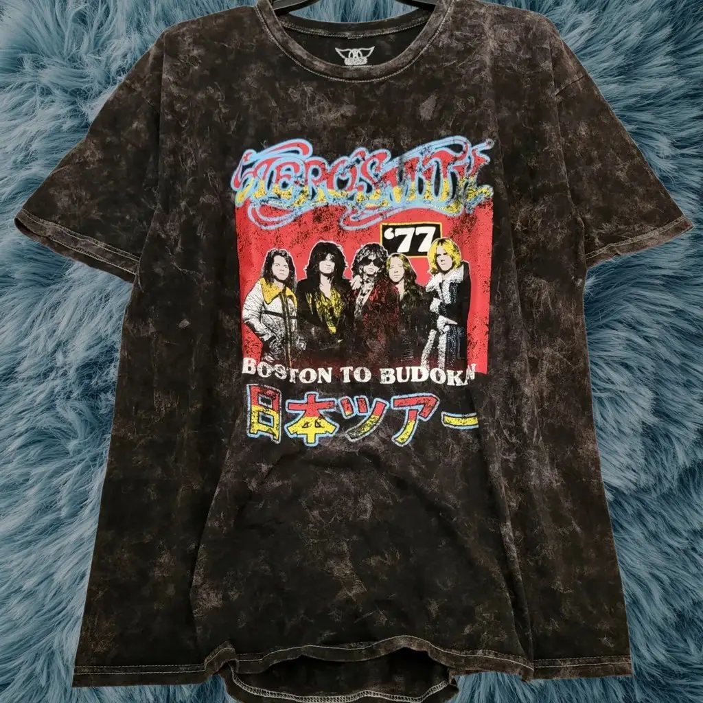 Aerosmith Shirt Mens Black 1XL Music Classic Rock Band Concert, Men's