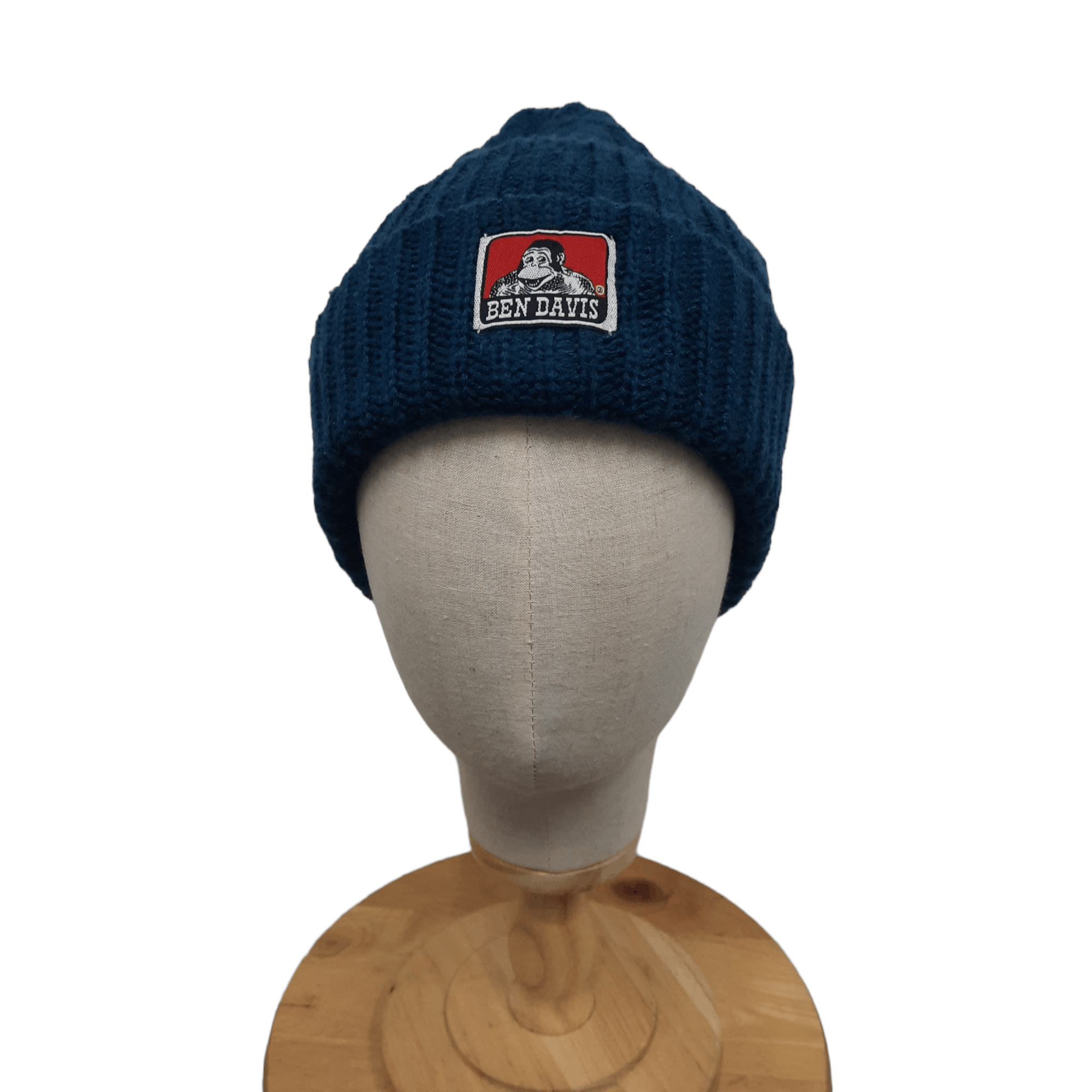 Ben Davis Patch Beanie Hat in Blue, Men's