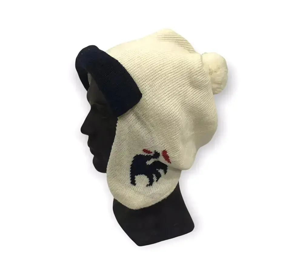 Vintage Le Coq Sportif Beanie Hat in White, Men's