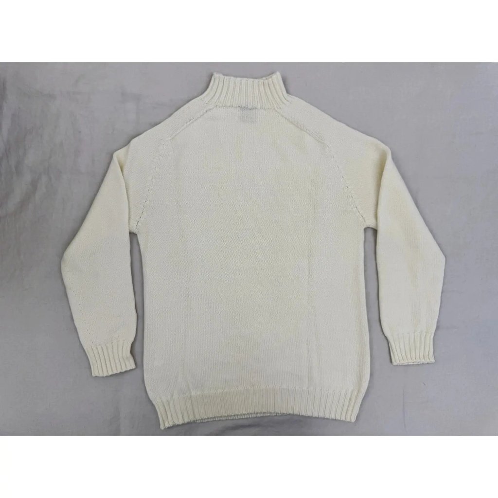 De Bonne Facture Countryside Mock Neck Ivory 1XL (Fits L) in White, Men's
