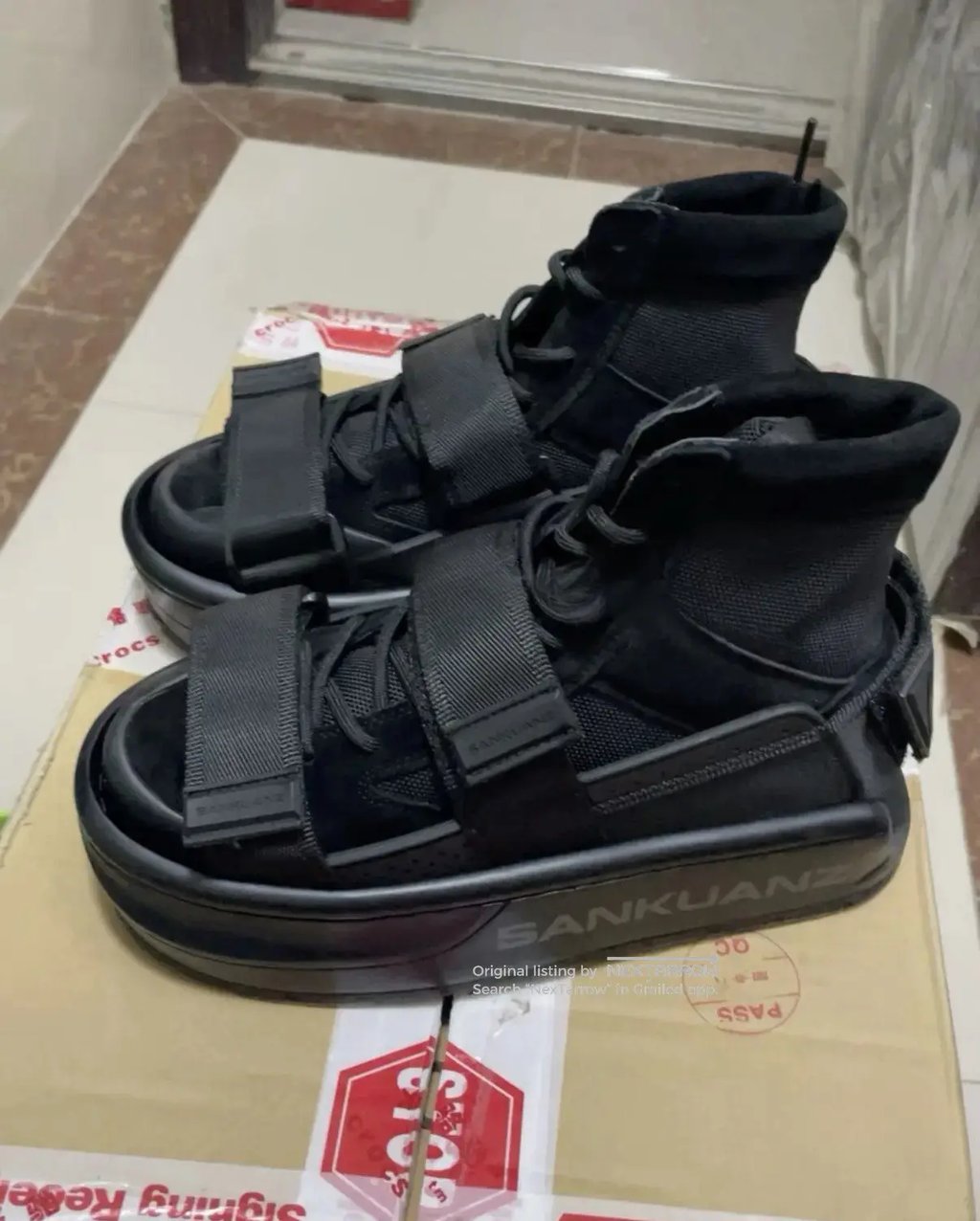 Sankuanz Suede‐paneled High‐top Hybrid Sneakers Kkkk21/2609 in Black, Men's (Size 7)