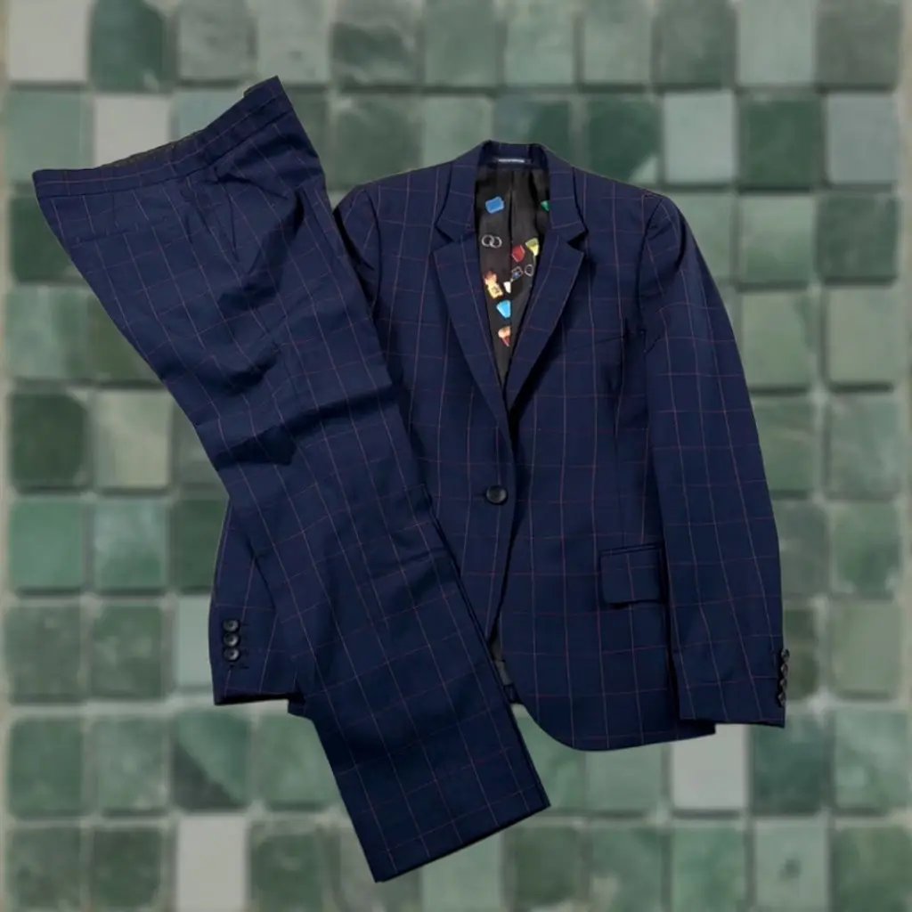 Vintage? No. Paul Smith 2 Piece Single Breasted Suit In Navy Wool Windowpane Women 40 in Blue, Women's