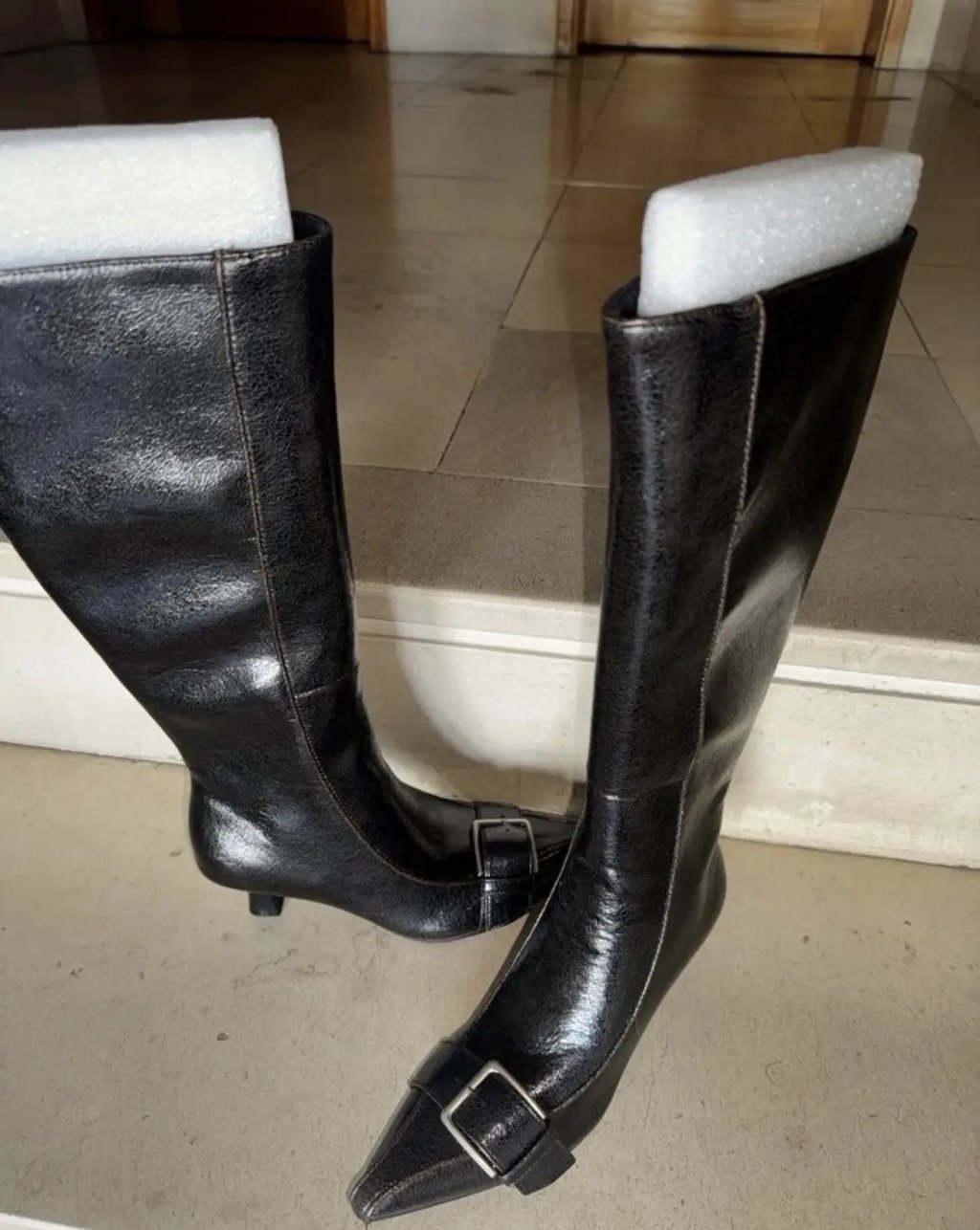Pamola Wool Black Leather Boots 35, Women's