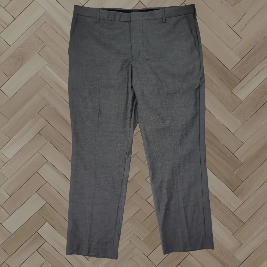 Perry Ellis Portfolio Mens Dress Pants Gray Polyester Blend Modern Fit 40 X 30 New, Men's