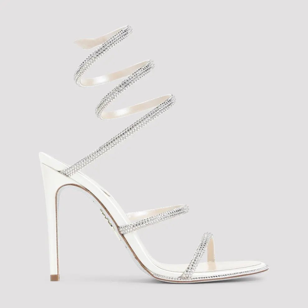 Rene Caovilla Ivory Satin Sandals Women's S, Women's (Size 10)