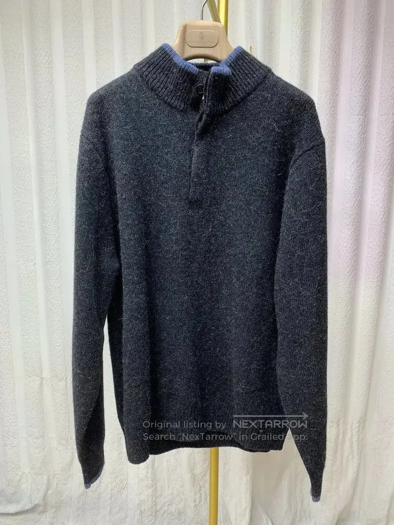 Brunello Cucinelli Wool Stand-Collar Sweater in Grey, Men's (Size Medium)