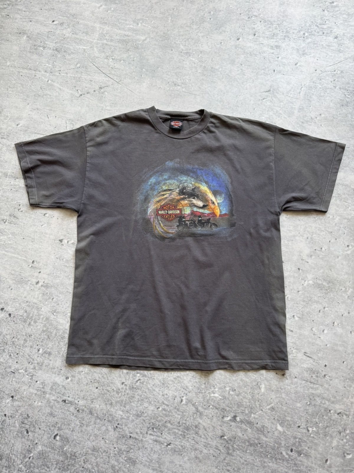 Harley Davidson Wolf Motors Vintage Tee in Grey, Men's (Size 2XL)