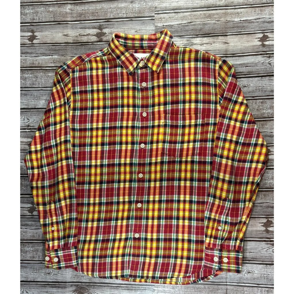 Corridor New York Plaid Knit Shirt Size Large M Multicolor, Men's