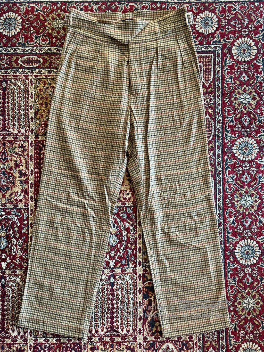 Noah Italian-Made Fine Check Wool Pants/ in Gray, Men's (Size 32)