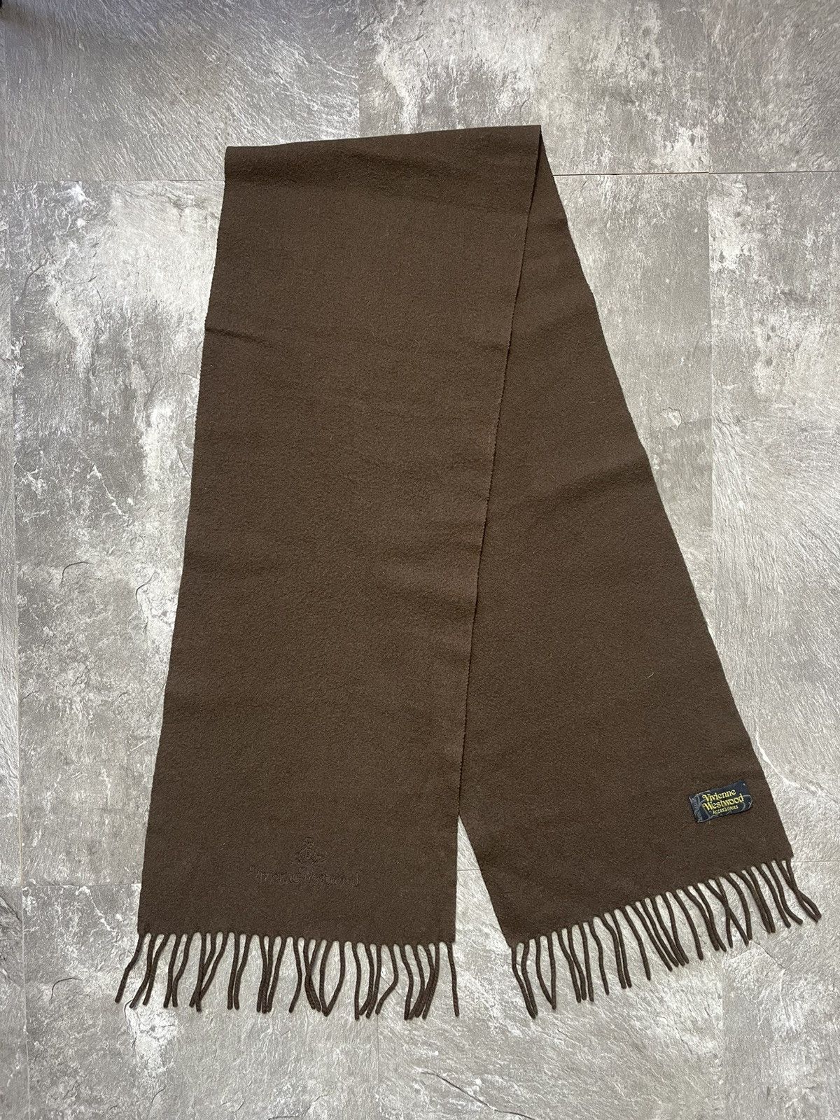 Vivienne Westwood 100% Lambwool Brown Scarf Luxury Y2K, Men's