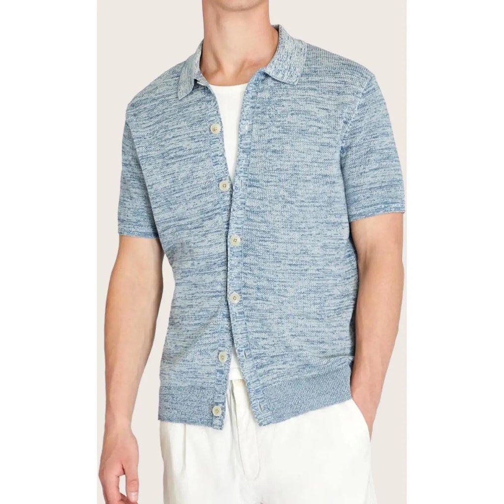 Club Monaco Cardigan Men's M Blue Short Sleeve Mesh, Men's