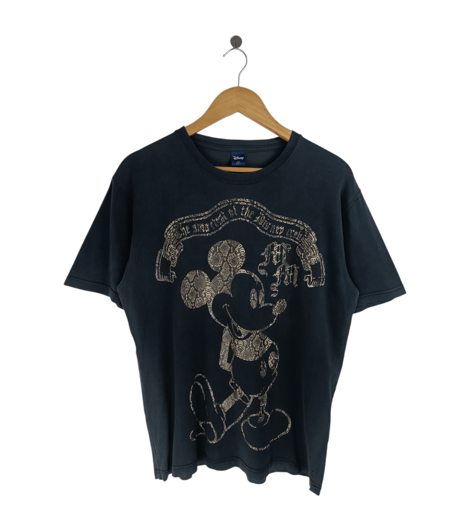 Vintage Y2K Mickey Mouse Python Skin Design Very in Black, Men's (Size Medium)