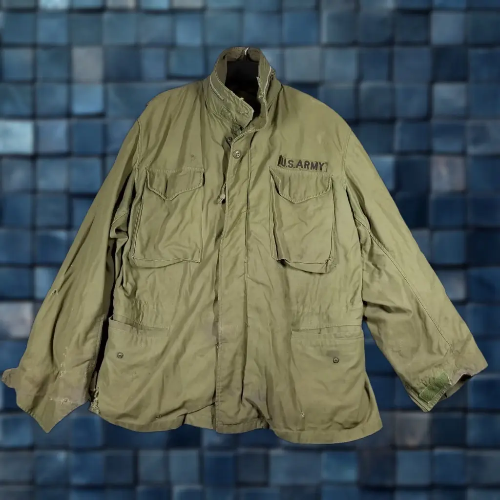 Vintage U.s. Army M-65 Field Jacket Mens Large Olive Green Military Coat 70's Grunge