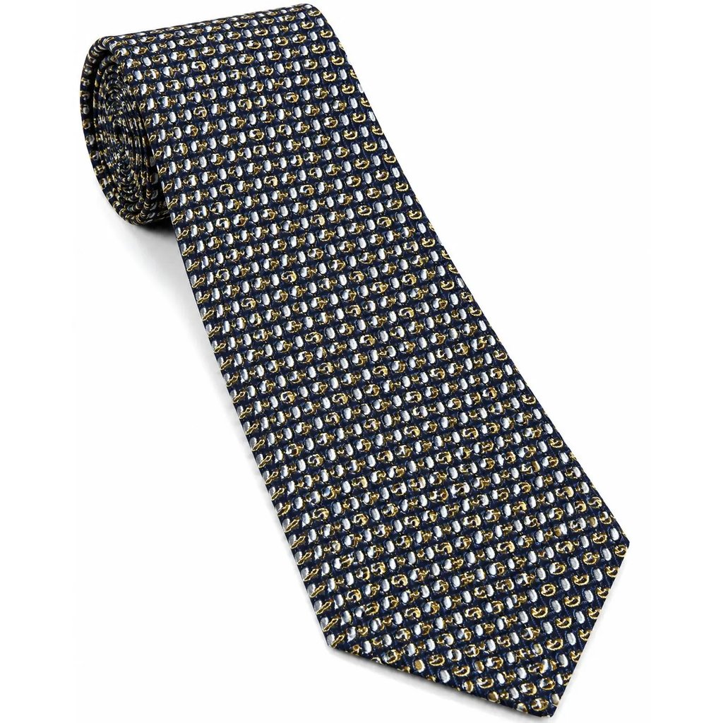 Hilditch & Key London Silk Tie Black Gold Geometric, Men's