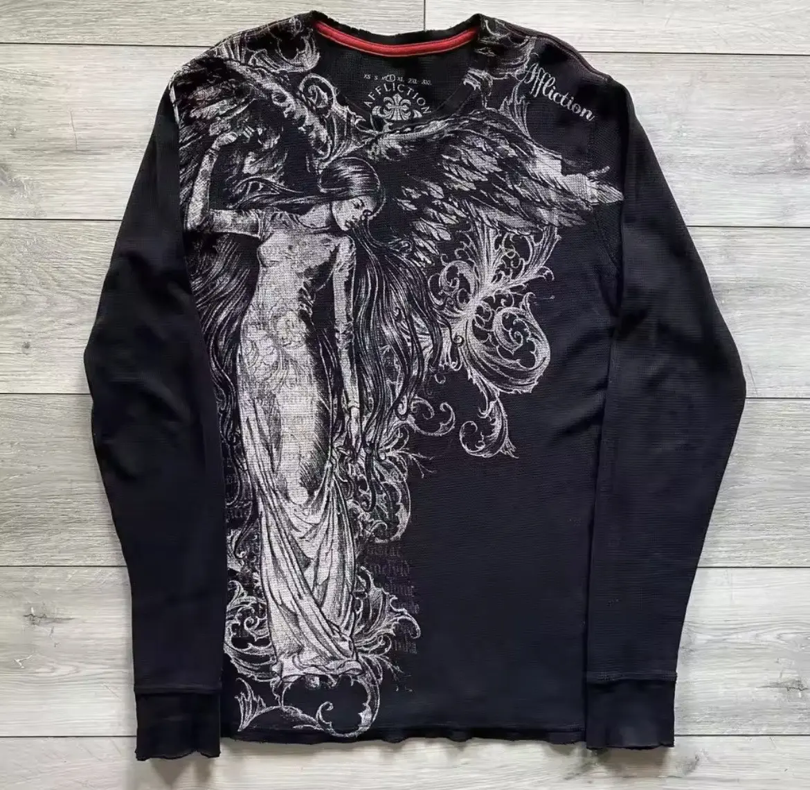 Affliction "live Fast" Graphic Long Sleeve Shirt – Size M in Black, Men's