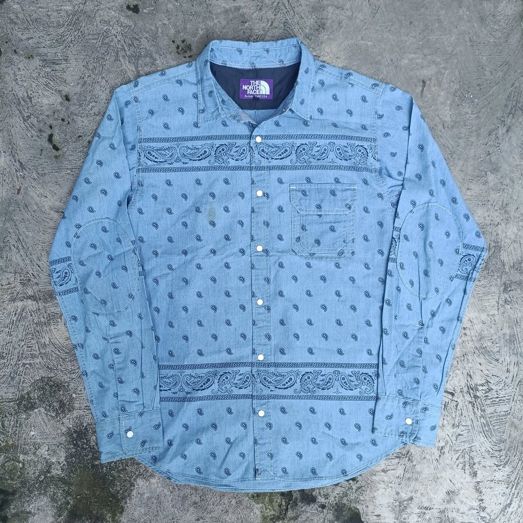 Paisley Snap Button Shirt in Blue, Men's (Size M)