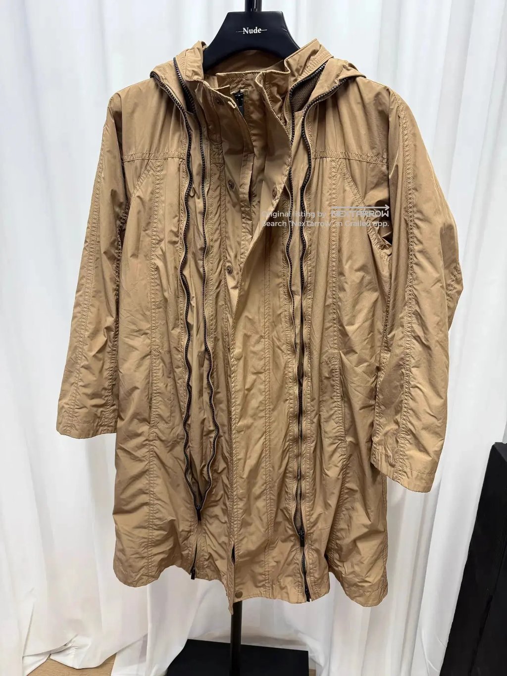 Issey Miyake Zip-Up Trench Coat K20 in Beige, Men's