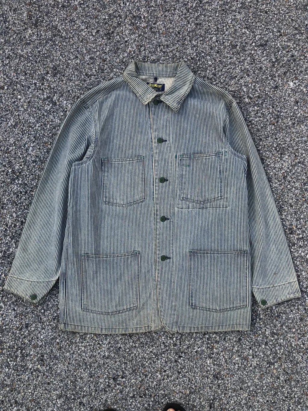 Vintage Oshkosh Chore Jacket Hickory Stripe Wabash, Men's (Size L)