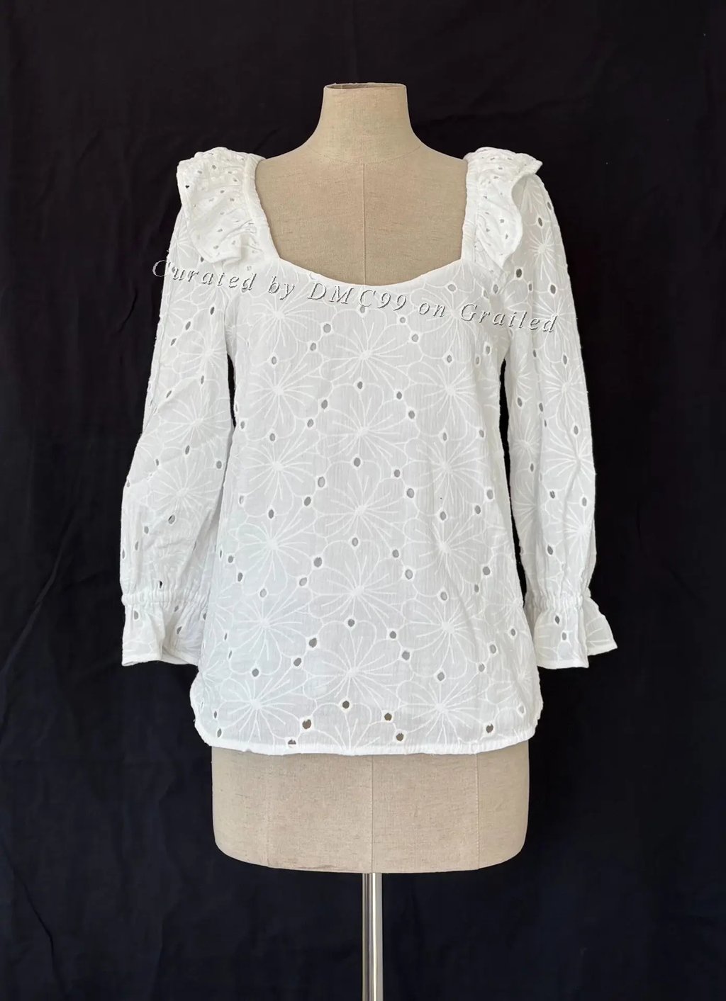 Paul Smith White Floral Eyelet Embroidery Top, Women's