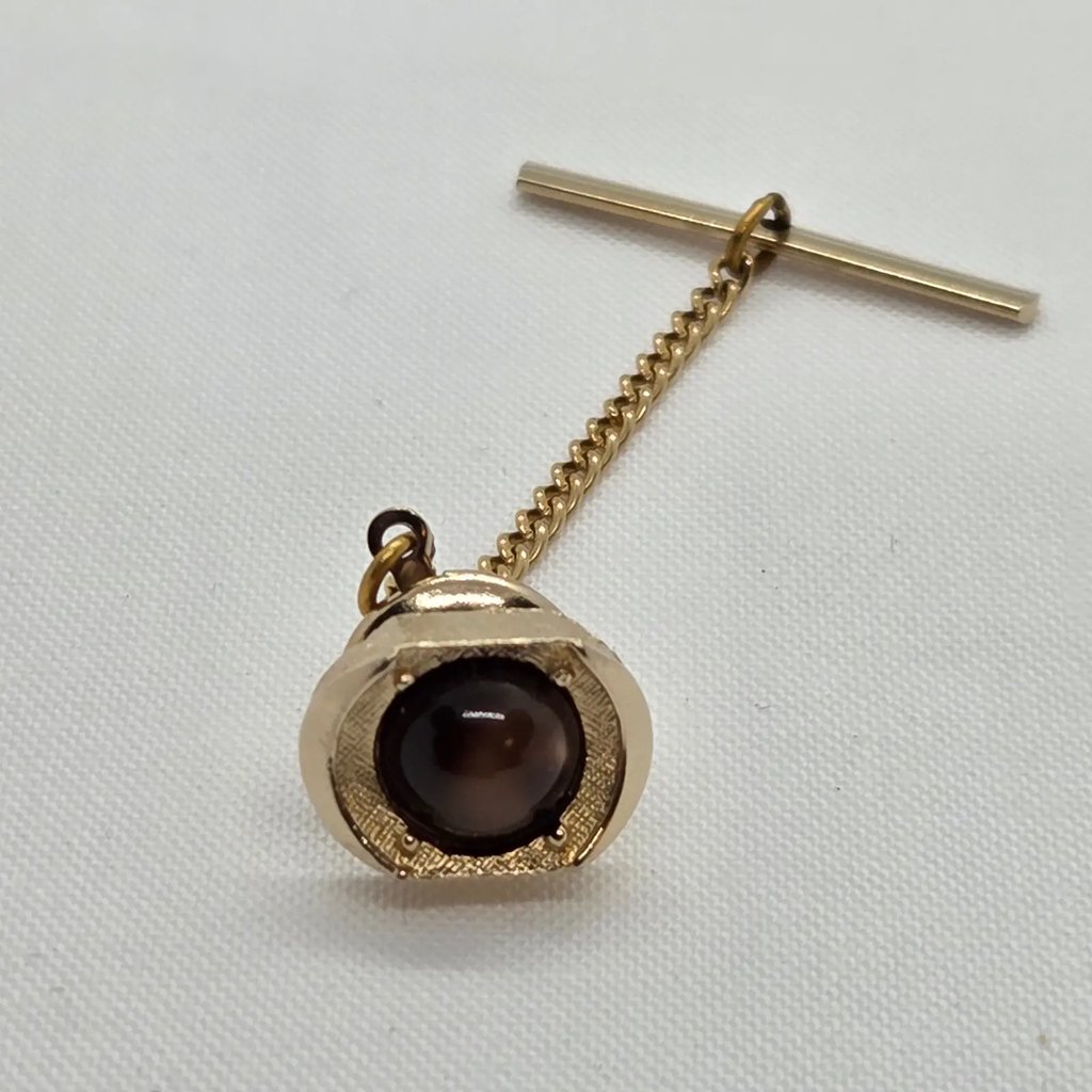 Vintage Swank Brown Cat Eye Tie Pin, Men's