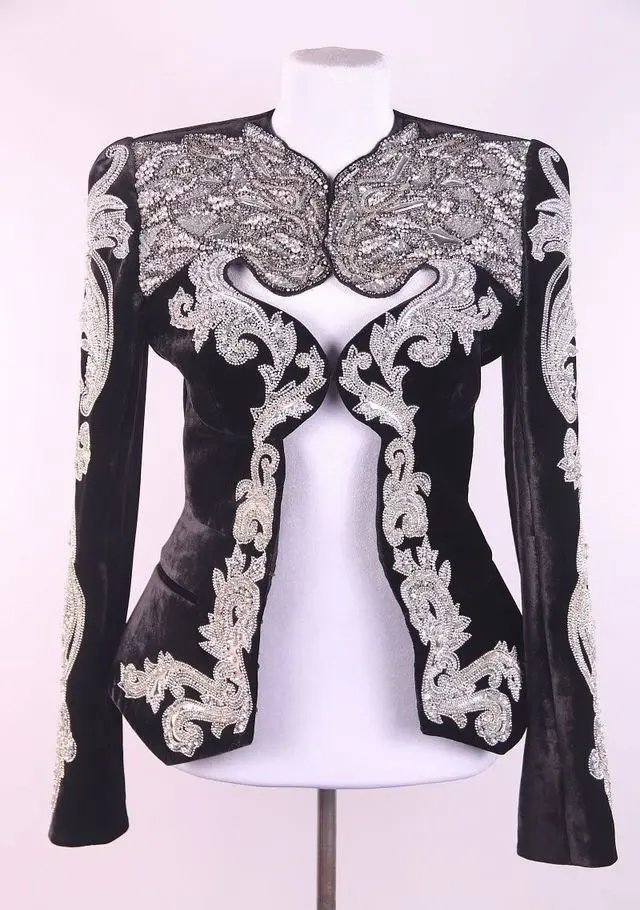 Balmain Crystal And Beading Embellishment Jacket Blazer in Black, Women's (Size Xs)