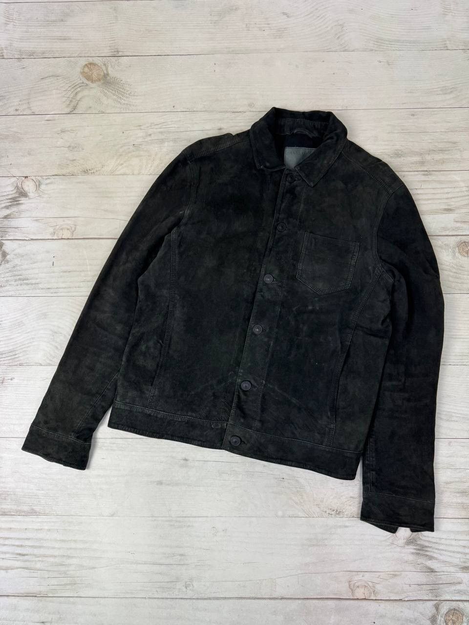 Vintage Allsaints Leather Blazer Jacket in Black, Men's (Size Large)