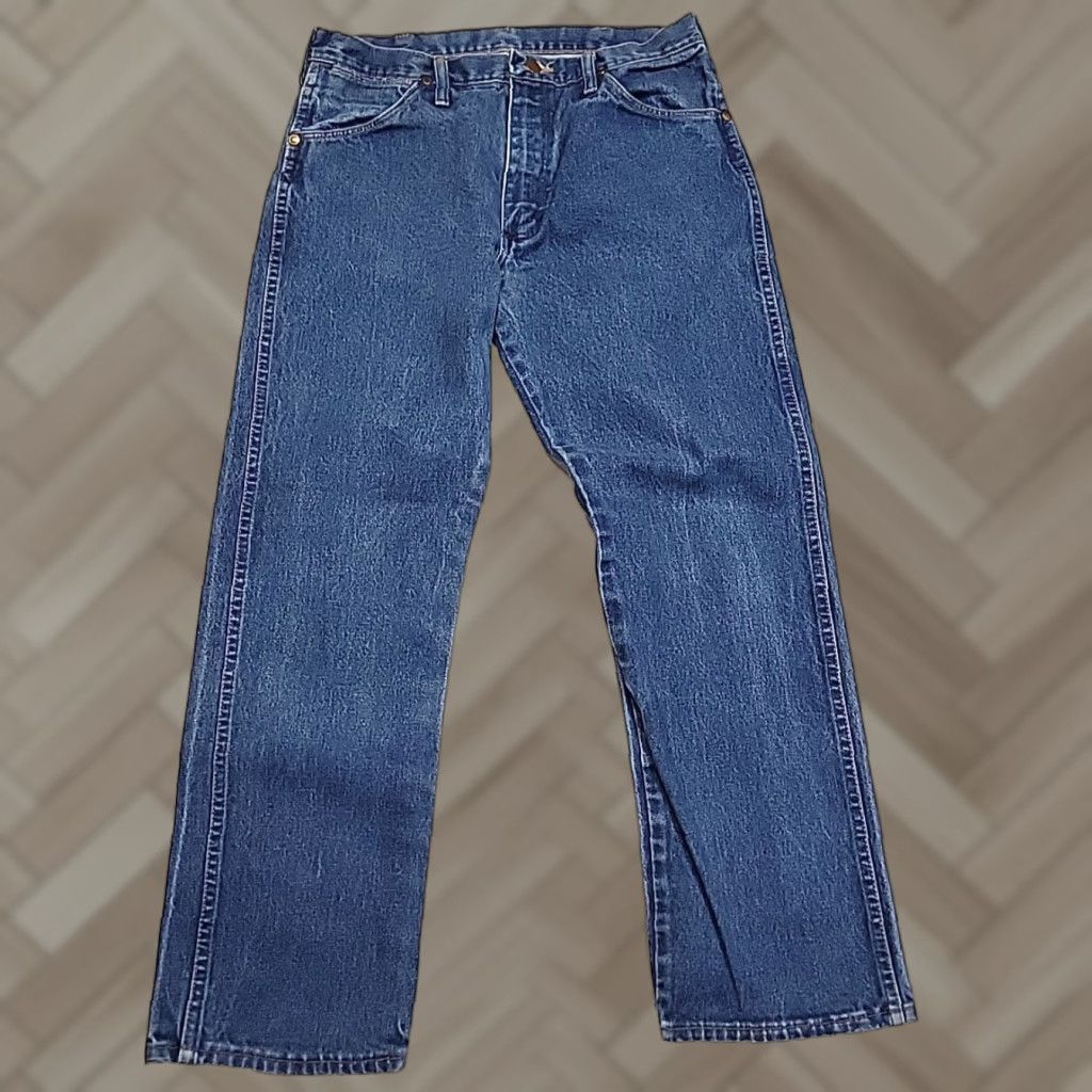 Vintage Wrangler 13Mwz Men’S Dark Blue Denim Western Jeans 34X29 Mid Rise Bootcut Made In Usa, Men's