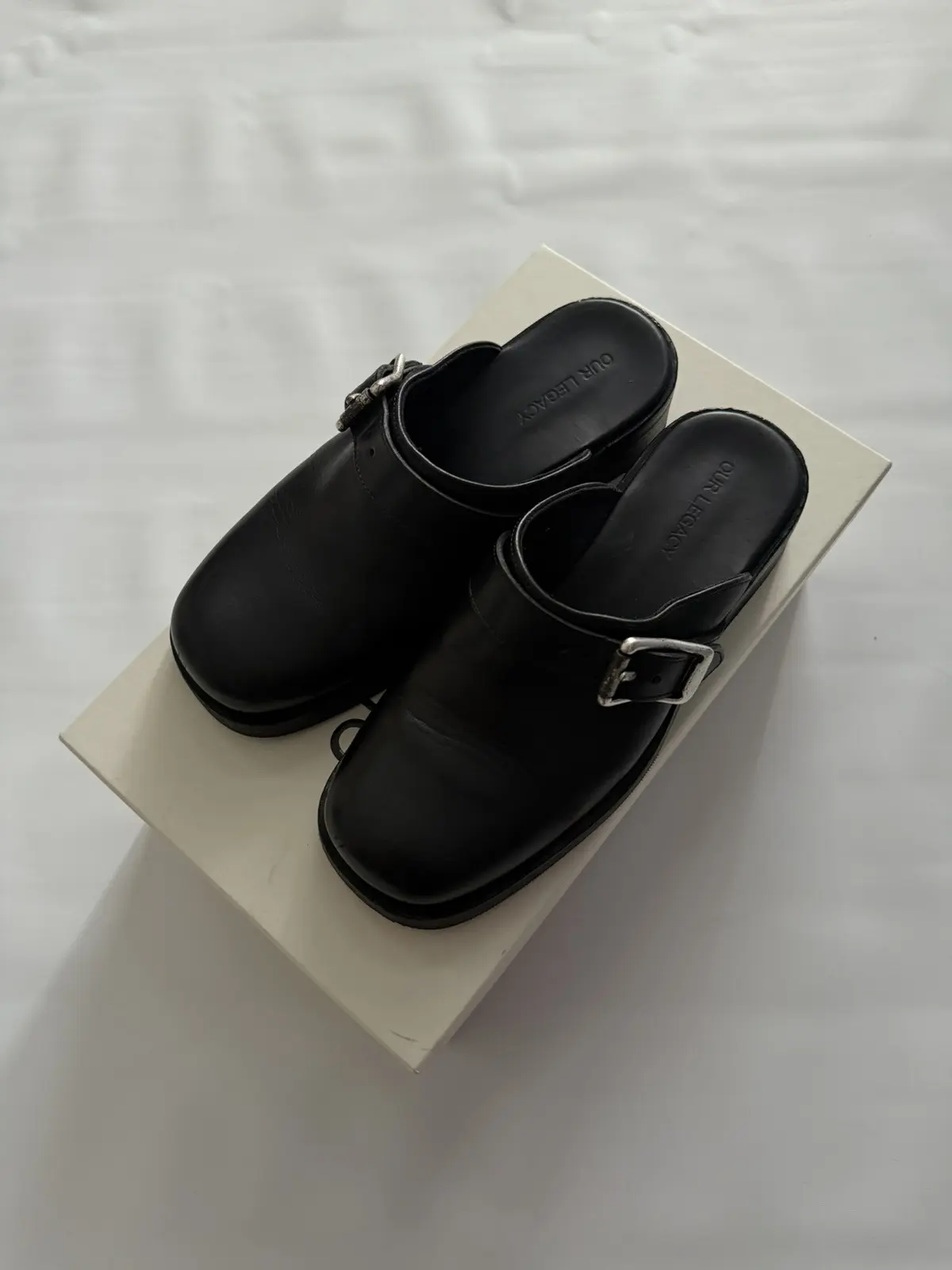 Our Legacy Camion Mule Shoes Black Leather, Men's (Size 7)