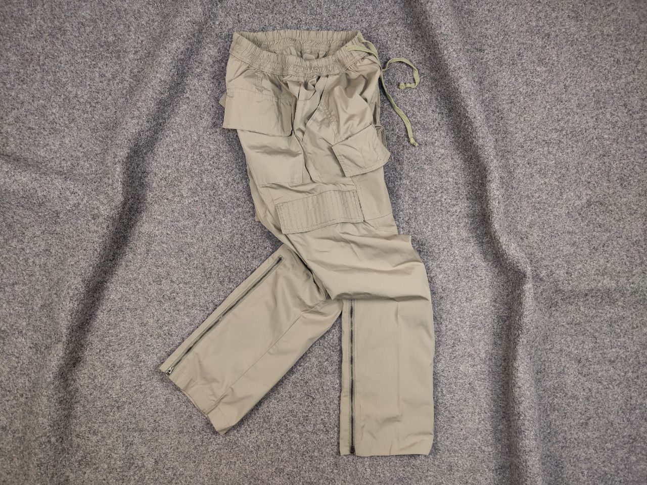 Jaded London Stone Relaxed Fit Multi Pocket Cargo Zip Pants in Beige, Men's (Size 32)