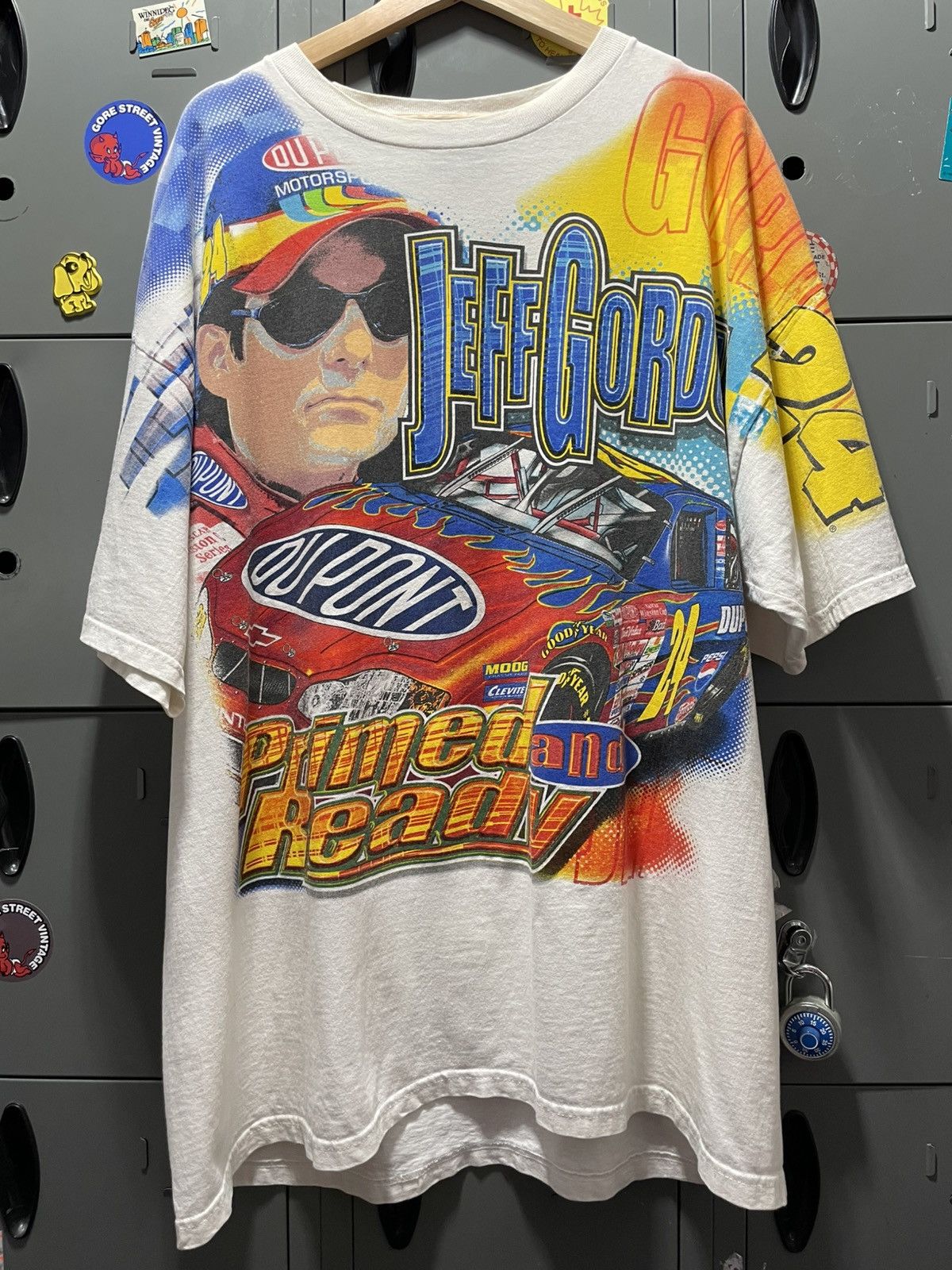 2001 Nascar Jeff Gordon Flames Car Racing Aop Graphic Tee in White, Men's (Size XL)
