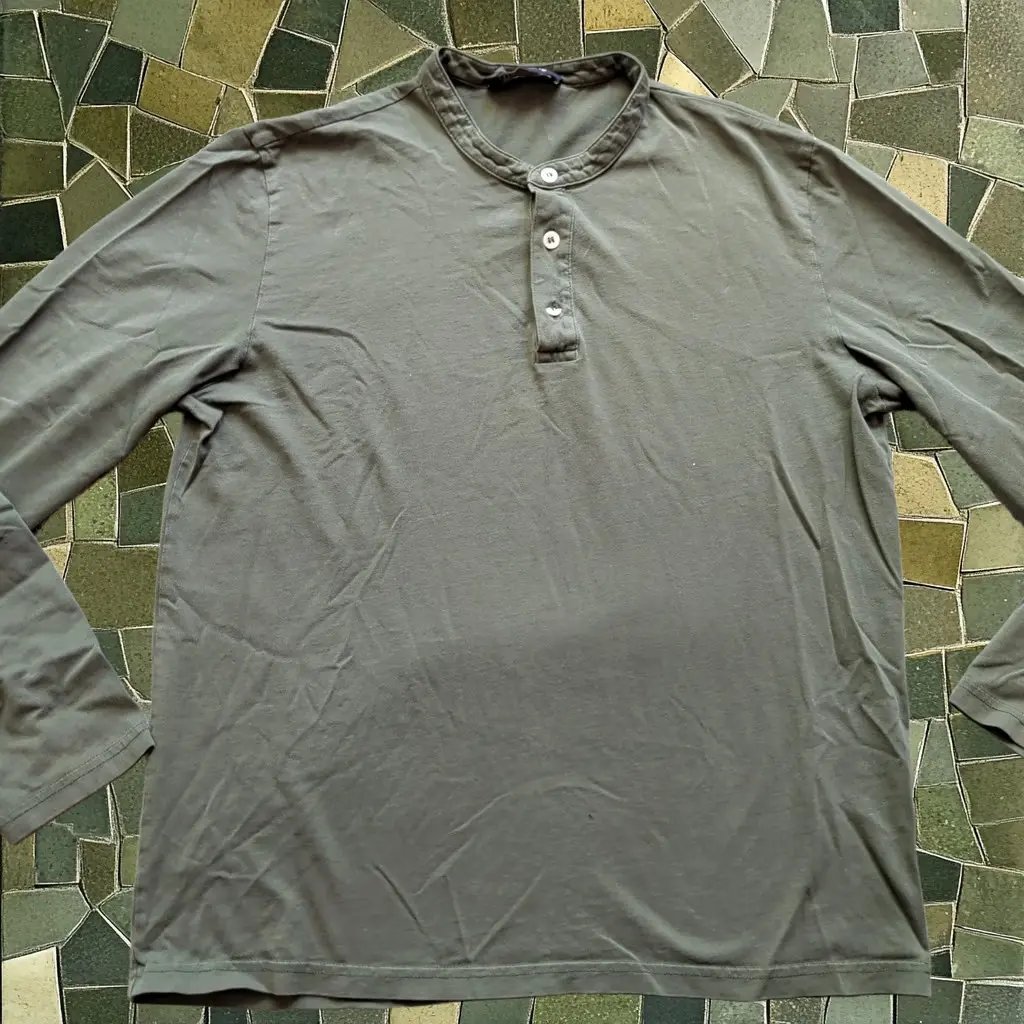 Balibaris Shirt Mens Small Green Long Sleeve Henley Organic Cotton Tee Casual, Men's