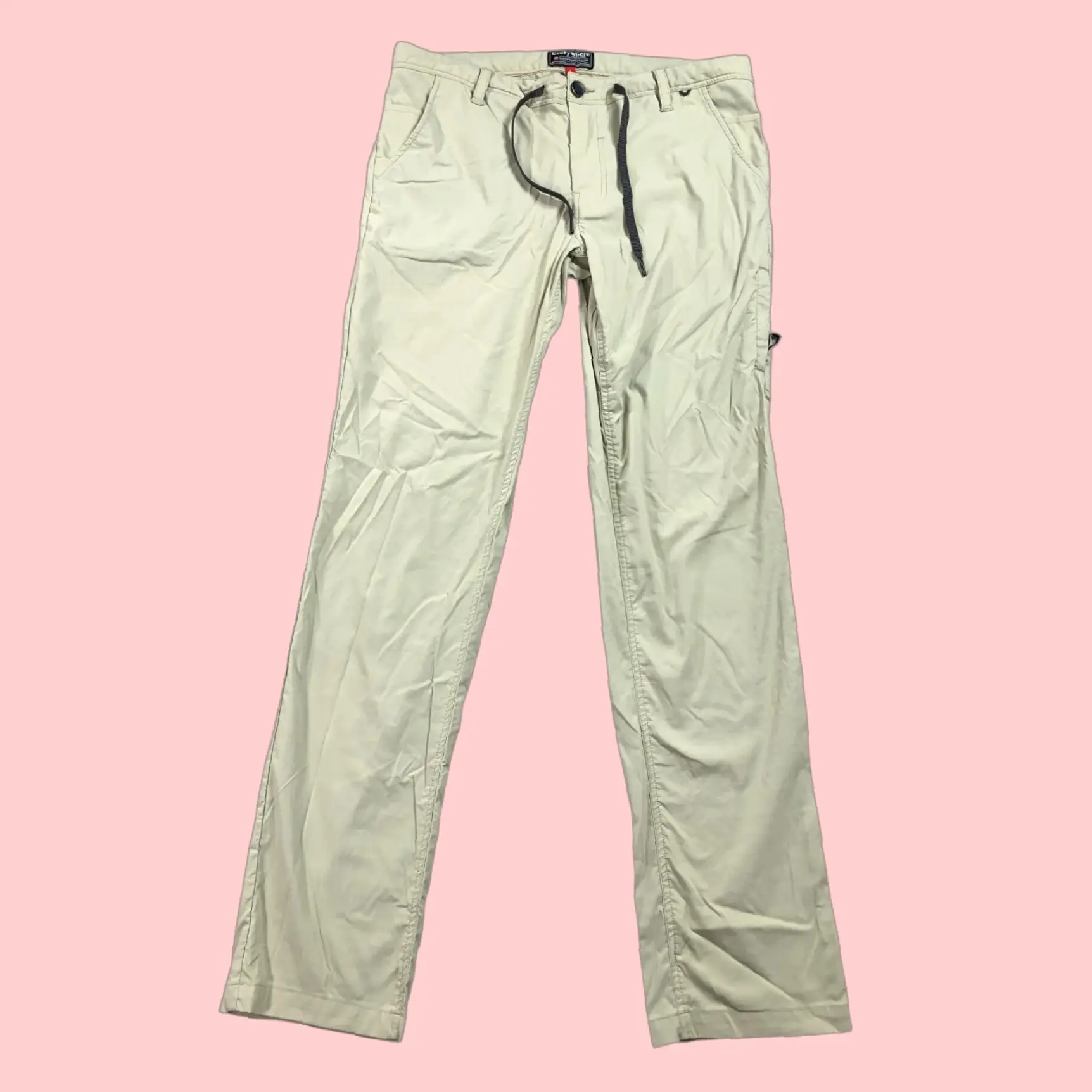 686 Everywhere Featherlight Chino Pants Mens L (34X32) Beige Slim Nylon Spandex Travel Workwear (Size 33)