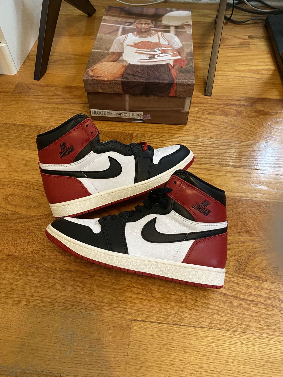Jordan Brand 1 Retro High OG Black Toe Reimagined Size 10 Shoes in Red, Men's
