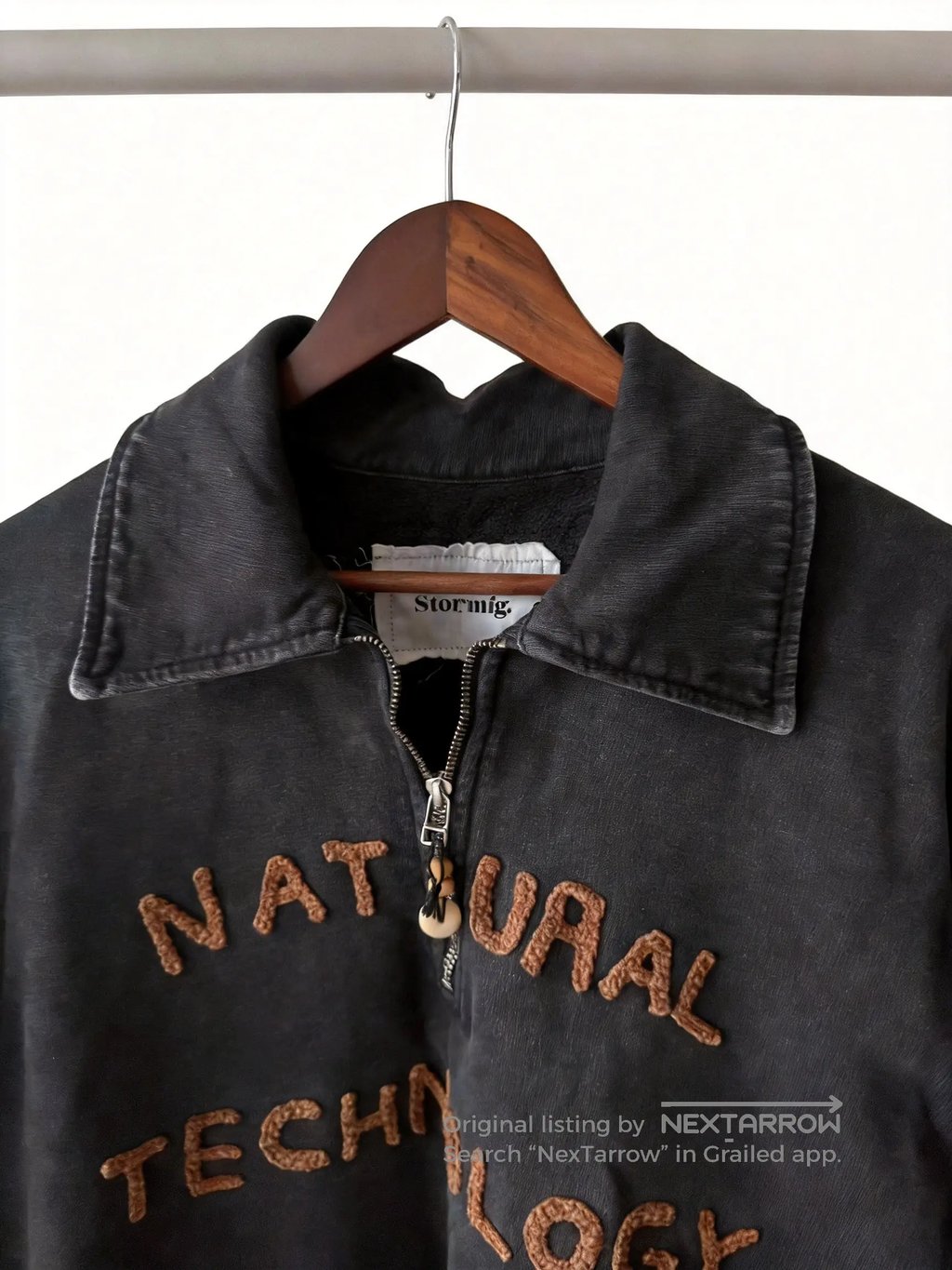 Story Mfg Geo Half-Zip Beaded Pullover/ in Black, Men's