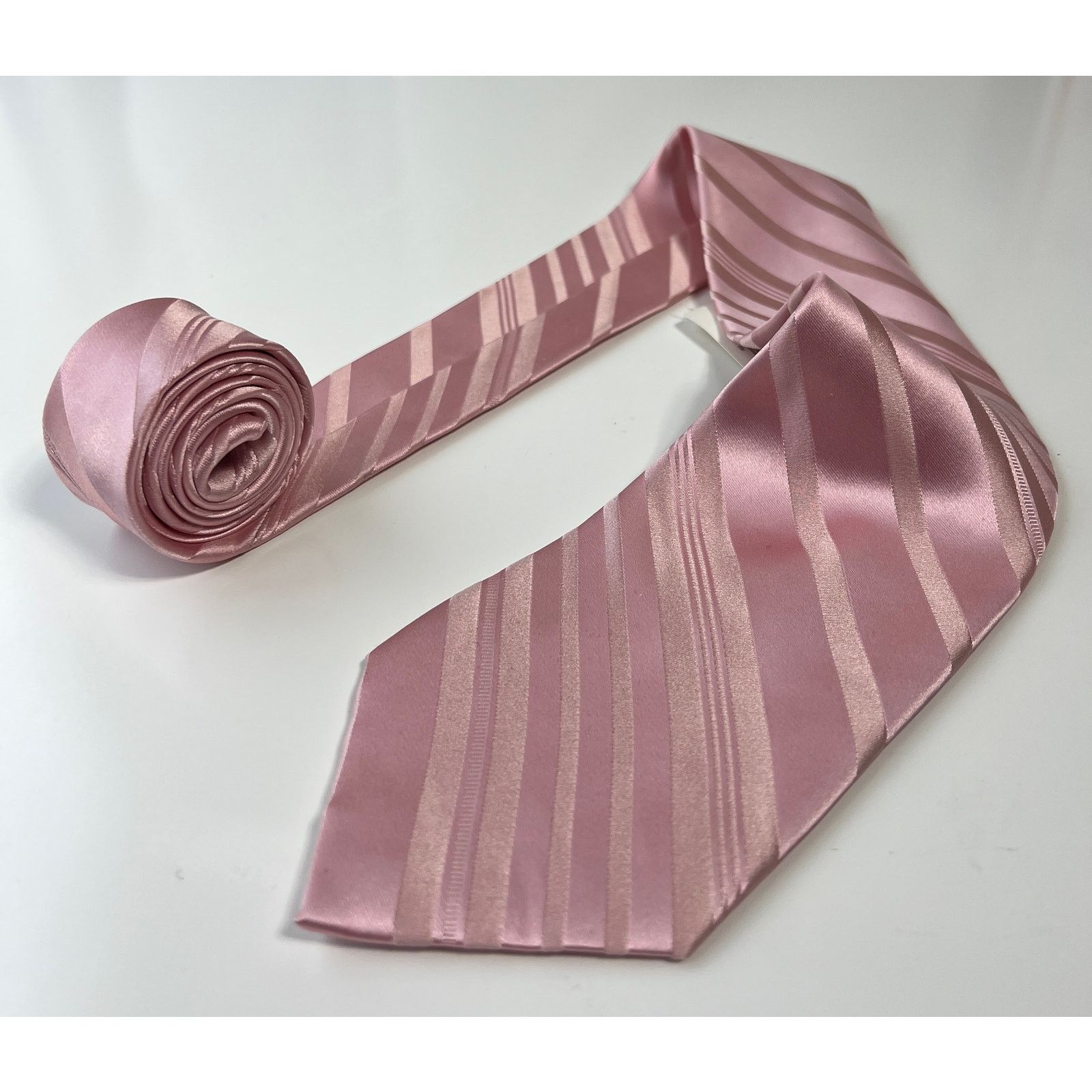 Jones New York Men's Pink Striped 100% Silk Necktie Neck Tie