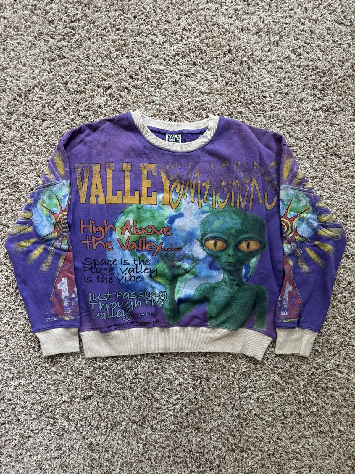 Vale Forever Space Alien Crewneck Purple Valley Sports, Men's (Size Medium)
