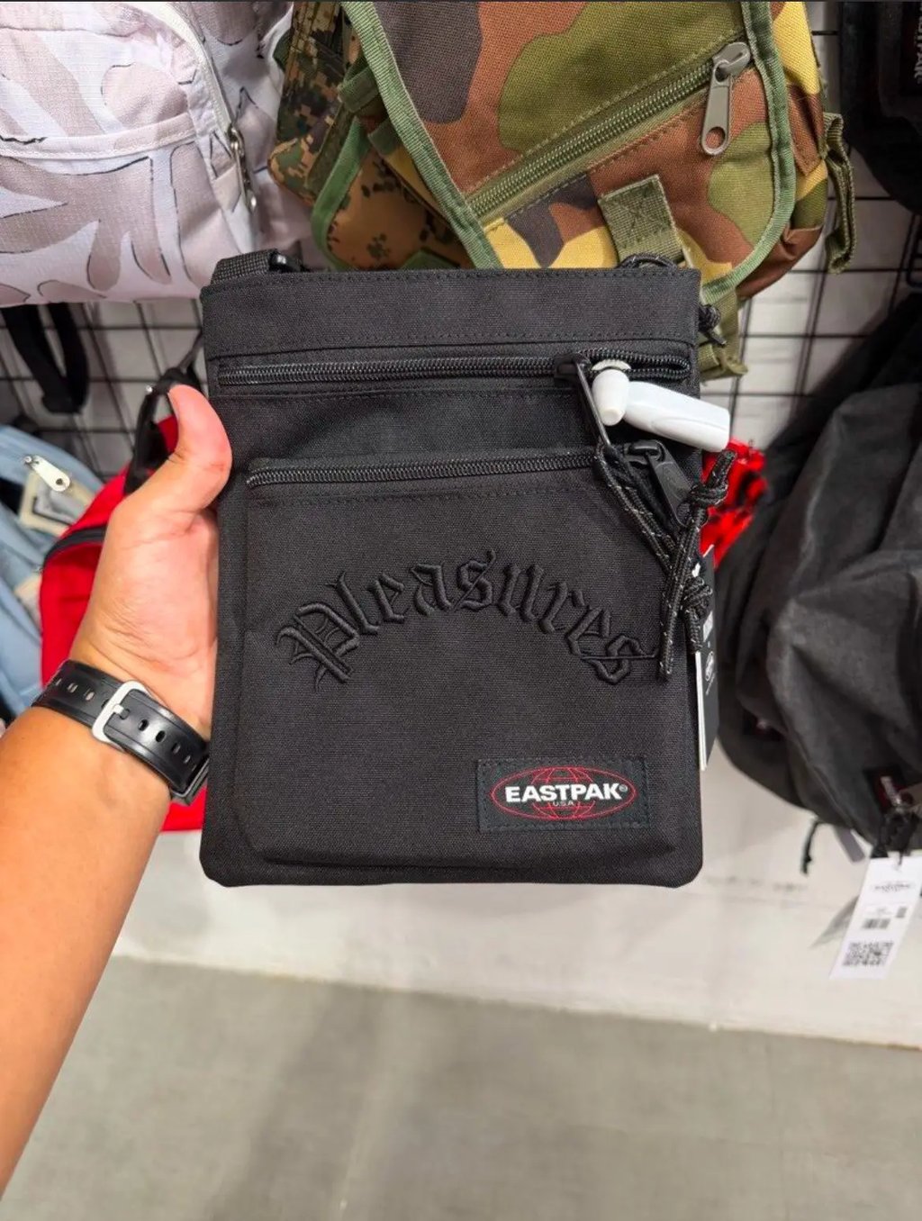 New! Eastpak X Pleasures Rusher Crossbody Bag in Black, Men's
