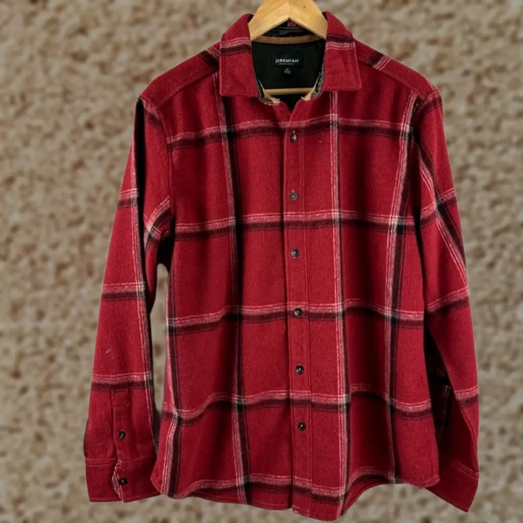 Jeremiah American Legacy Mens Red Plaid Flannel Shirt Shacket Long Sleeve Medium, Men's