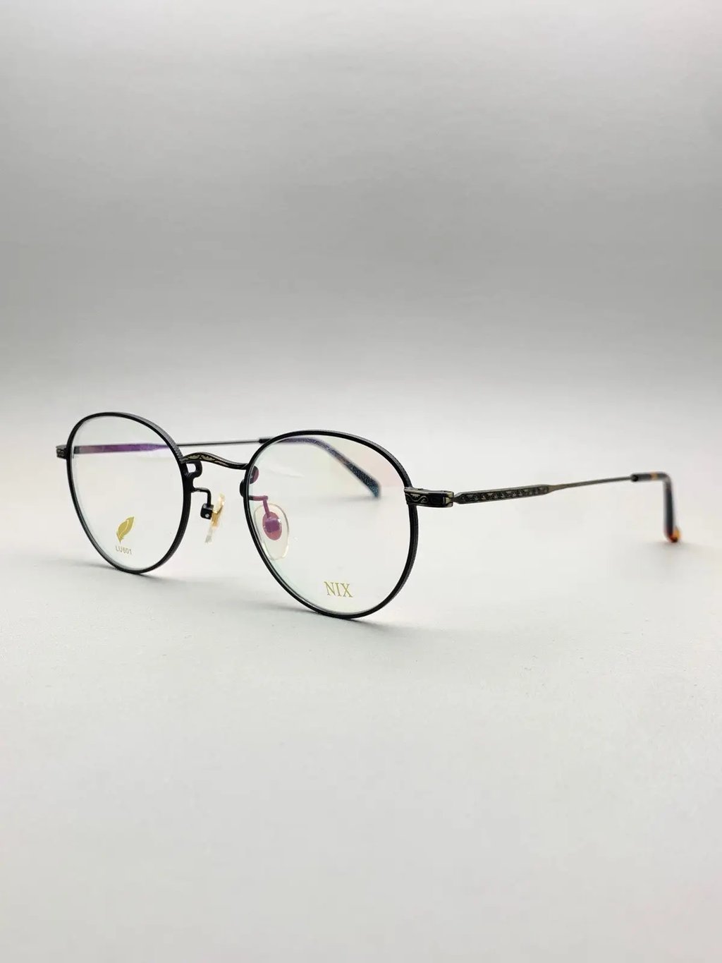 Nix Lu601 Antique Bronze Titanium Round Glasses in Black, Men's