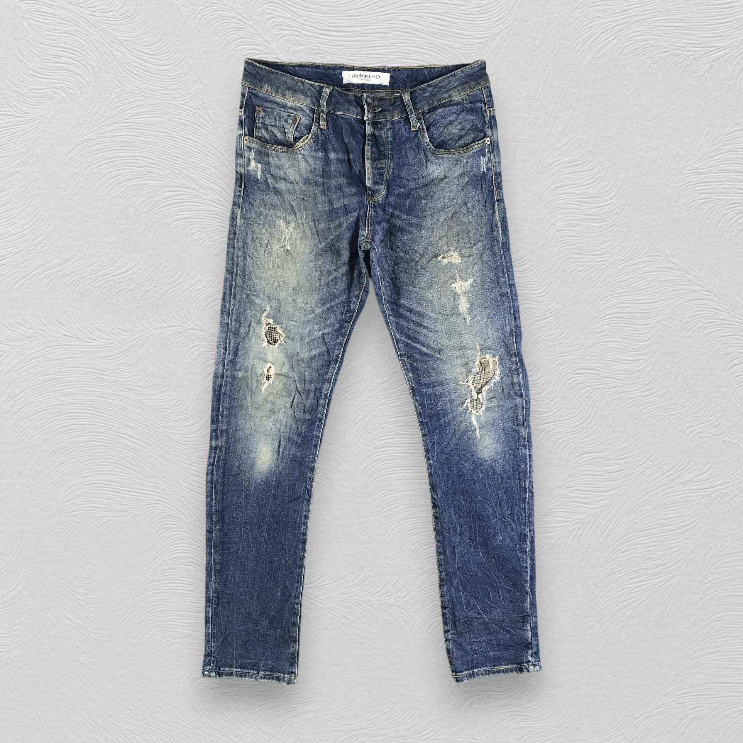Hamaki Ho Hamaki-Ho Distressed Jeans Skinny Denim Kj3111 in Blue, Men's (Size 32)