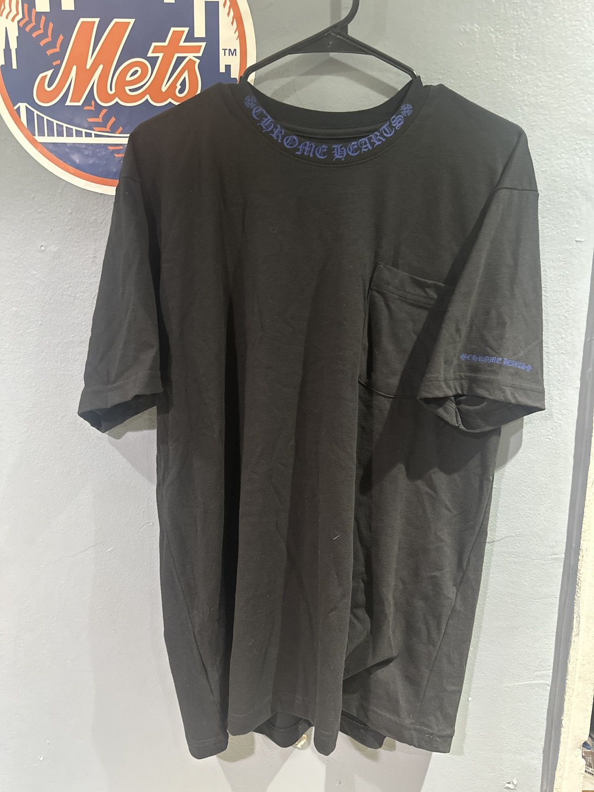 Chrome Hearts Neck Logo Pocket Tee in Black, Men's (Size Large)