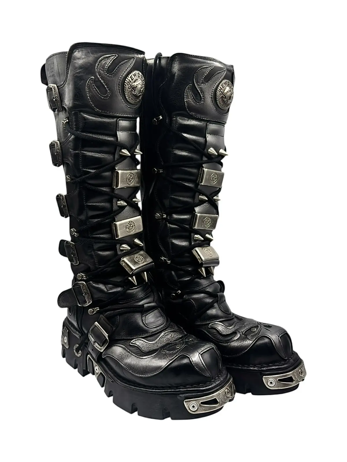Vintage New Rock Knee High Demon Reactor Boots Size 42 in Black, Men's (Size 9)
