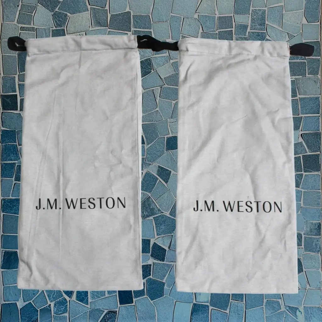 J.M. Weston Shoe Dust Bag Set Light Gray Cotton Drawstring Pair Bags Jm, Men's